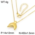 Gold textured fishtail pendant necklace in stainless steel with detailed dimensions - Box Chain Style (KN298855-Z)
