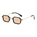 Retro zonnebril met klein zwart montuur, gouden pootjes en oranje glazen - Zwart Goud Frame Bruine Lens