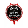 Palloncino in alluminio da 18 pollici rosso a tema pneumatici con bandiera scacchi - Bandiera di Compleanno da 18 Pollici