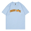 Light blue Sturniolo Triplets Fresh Love cotton varsity t-shirt flat lay view - Light Blue