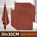 Lot de 10 chiffons de nettoyage en microfibre marron café avec boucles de suspension - Café 30x30CM Épaissi (10 Pièces)