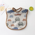 Waterproof baby bib with vintage car patterns and a deep front spill pocket - Pu Wash-free Car Wrap - Comic Book Car / One Size