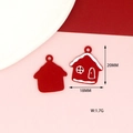 Detail of red house charm for DIY jewelry with dimensions 20mm by 18mm and 1.7g weight - Snow House