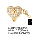 Makroansicht des vergoldeten Herzschloss-Anhängers mit Zirkonia-Besatz und Maßen - Slide Charm B-Gold Herzschloss