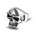 Vintage polished silver skull ring for men with detailed metallic skeletal design - US Size 7 / Classic Skull(SA194)