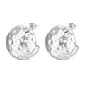 Pendientes de bola de acero inoxidable plateado con textura martillada y baño de oro 18K - Estilo de Esfera con Textura Martillada / Color Acero
