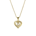 18k gold heart-shaped brass necklace featuring a zircon-encrusted letter D pendant - Necklace D