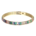 6mm 18K gold plated stainless steel bracelet with colorful rectangular zircon stones - Gold-Multicolor