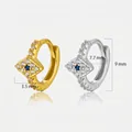 Evil eye hoop earrings in gold and silver finish with blue and white zircon stones - Pave Eye Hoop-KE22155 / Gold