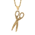 Hip hop style gold twist chain necklace featuring a vintage ornate scissors pendant - Scissors Shape (KP100918-MI)