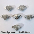 Rhinestone heart magnetic clasp for DIY jewelry, 11x18mm size with double ring connectors - Heart with Rhinestones / White Gold
