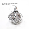 Silver hollowed Christmas ornament ball with bell top and intricate cutouts - Silver Hollow Bell Lantern (LF-7050S)