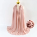 Elegant plain pink pearl chiffon scarf for women shown on a mannequin with fabric detail - Gray
