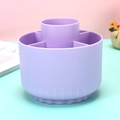 Rotating purple stationery organizer with five compartments for pens and makeup brushes - Light Purple