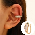 Manchette d'oreille dorée avec zircons blancs et accent en pierre gemme verte - KC Or - Style Serpent (DZ-961)