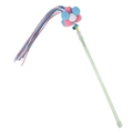 Green interactive cat wand with colorful plush flower, tassels and small bell - Blue Candy Flower Tassel (B39408)