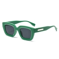 Retro dunkelgrüne quadratische Sonnenbrille mit dickem Rahmen und silbernen Details - Festes Grün/Grau