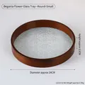 Small round Begonia glass tray with dark brown wood frame, 24cm diameter size - Round Small - Glass