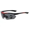 Sport-Sonnenbrille mit schwarzem Rahmen und roten Akzenten für Outdoor-Radfahren - Roter Rahmen Graue Gläser