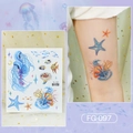 Sparkly ocean theme temporary tattoos for skin featuring jellyfish and starfish designs - FG-097 (Ocean World)