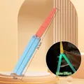 3D gravity butterfly knife toy in orange and blue with glow-in-the-dark feature - Large Noctilucent-Butterfly Knife