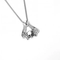 Vintage stainless steel skull necklace with wings pendant on silver box chain - Wing + Stainless Steel Chain