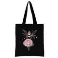 Black canvas tote bag with fairy print and Life is Magic text for women and students - Magic Fairy / Black