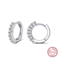 Detailed view of S925 sterling silver hoop earrings with zircon stones and 925 hallmarks - APE55-Silver Zirconia