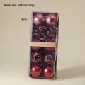 Set di 10 palline di Natale bordeaux da 8cm con finiture opache, lucide e goffrate - Caffè Borgogna (Set di 10) / 8cm