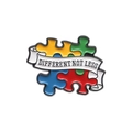 Spilla per salute mentale a forma di puzzle con testo Different Not Less su sfondo - Stile Banner Different Not Less (QHXZ3045)