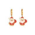 Pendientes de aro de Papá Noel de Navidad de acero inoxidable dorado con esmalte. - 3# Pendientes