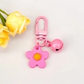 Simpatico portachiavi a fiore rosa con campanellino e moschettone per decorazione borsa - Rosa scuro