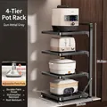 Adjustable 4-tier gunmetal grey stainless steel kitchen organizer rack for cookware - 4 Layers / Gunmetal