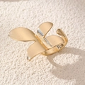 Macro shot of gold butterfly open ring with polished metallic finish on textured background - Polished Butterfly Open (Gold) (RZ0867hudie)