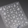 5D reliëf witte vlinder en roos nagelstickers met 3D-textuur, modelnummer TS-3743 - Manmei Vlinder (TS-3743)