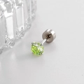 Elegante 4mm lichtgroene zirkoon oorknopjes met zilveren vierklauwszetting voor dames - 4mm Zirkoon/0.8x6mm Staaf / Fruitgroen (Enkel)