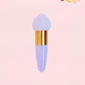 Detail of lavender makeup sponge brush with golden metal tube and teardrop tip - Single Pack / Gold Tube + Purple Teardrop Head