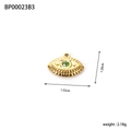 Detailed size specifications of 18K gold plated evil eye pendant with green stone - BP00023B3-Gold Evil Eye Green Zirconia