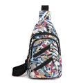 Women's nylon crossbody chest bag featuring a vibrant multi-color camouflage pattern - Colorful Thorns
