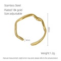 Anello regolabile a onde irregolari in acciaio inossidabile placcato oro 18K - Aperto Regolabile / Oro