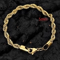 Bracciale a catena a fune dorata da 5mm in acciaio titanio con chiusura a moschettone - 5mm / Oro / 18cm