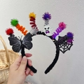 Dettaglio cerchietto Halloween con farfalla nera, fantasma bianco e decorazioni a ragnatela - 2# Cerchietto Farfalla Fantasma [Con Luce]