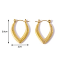 Gold ribbed teardrop hoop earrings in V-shape design measuring 2.8cm by 2cm - Gold Ribbed Teardrop / 2.8cmx2.0cm