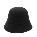 Cappello a secchiello in maglia nera con dettagli a treccia su sfondo bianco - M (56-58cm) / Nero
