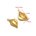 Golden seashell charm for DIY jewelry making with precise 21mm by 12mm dimensions - 12x21mm Smooth Conch Gold