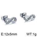 Zilveren infinity oorknopjes met zirkonia steentjes, maat 12x5mm, gewicht van 1g - 12x5mm / Zilver