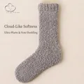 Dicke graue Korallenvlies-Socken für Damen mit weichem Plüsch-Finish für den Winter - Einheitsgröße / Grau