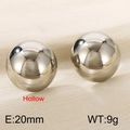Silver hollow stainless steel spheres, 20mm diameter and 9g weight variant jewelry set - Silver Hollow Ball Earrings (KE112211-K)