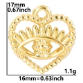Detail view of 18k gold plated evil eye heart pendant with dimensions 17x16mm and weight - Gold Color Pendant / Pendant Only
