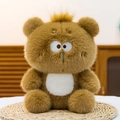 Plush brown bear stuffed animal with white belly and cute expression in sitting pose - Bear / 22cm